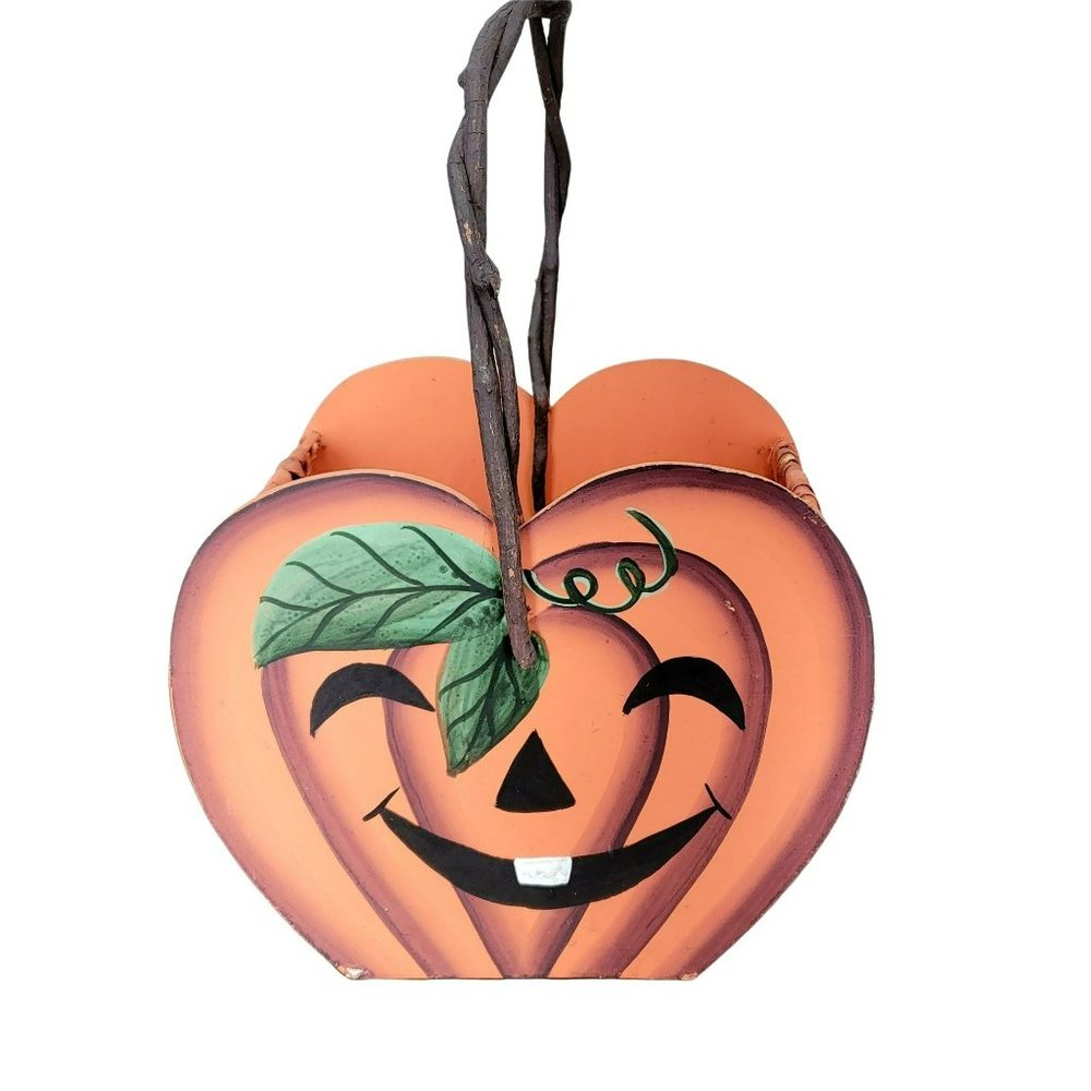 Orange Pumpkin wooden Wicker Big Basket‎